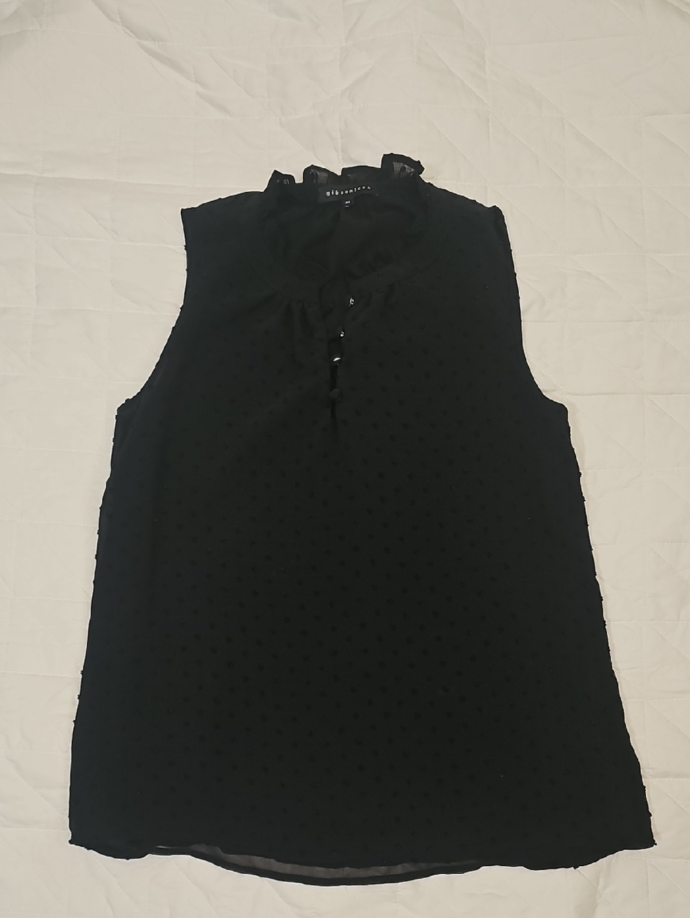 Gibsonlook Black Swiss Dot Sleeveless Blouse - CONT i